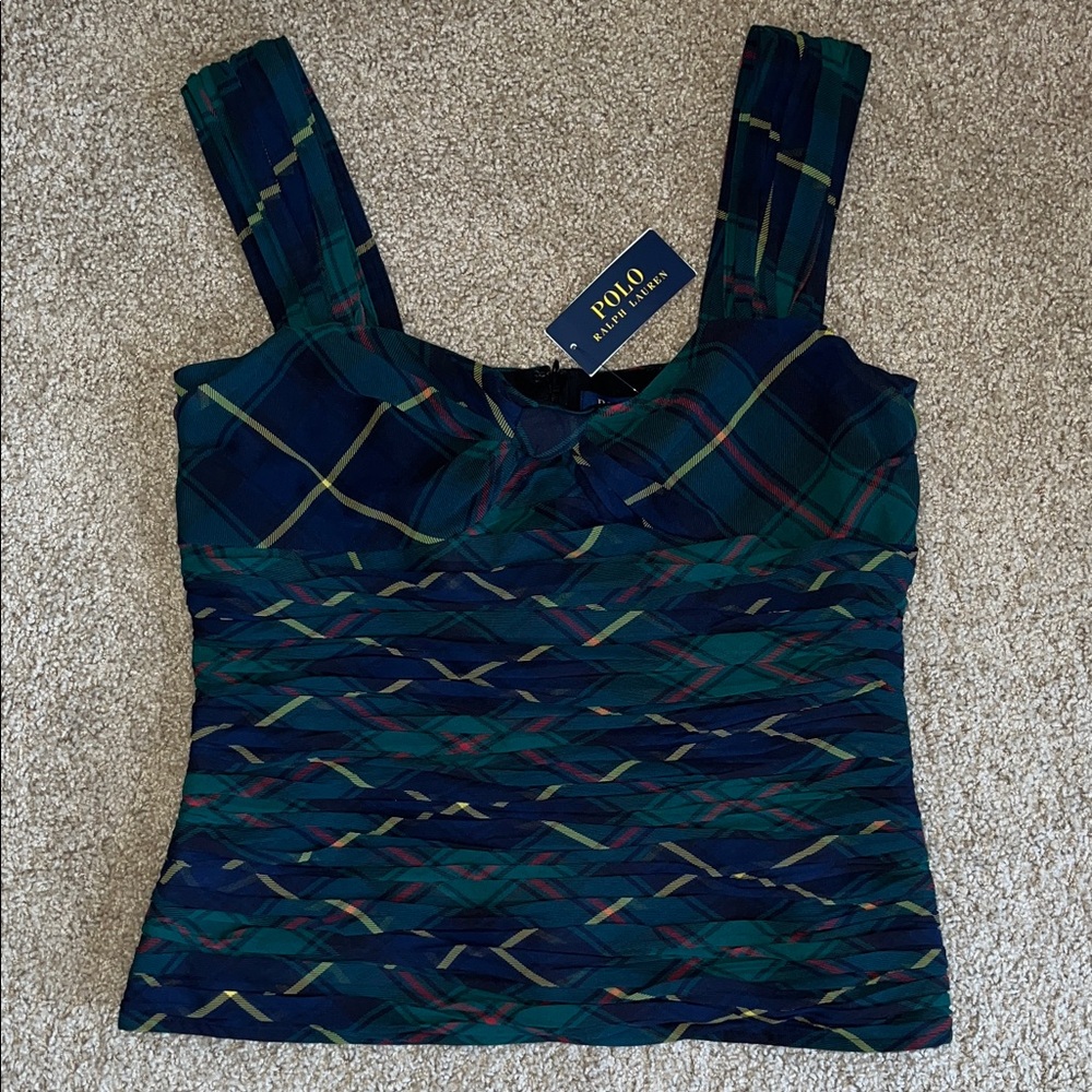 Polo by Ralph Lauren Women's Blue/Green Plaid Top